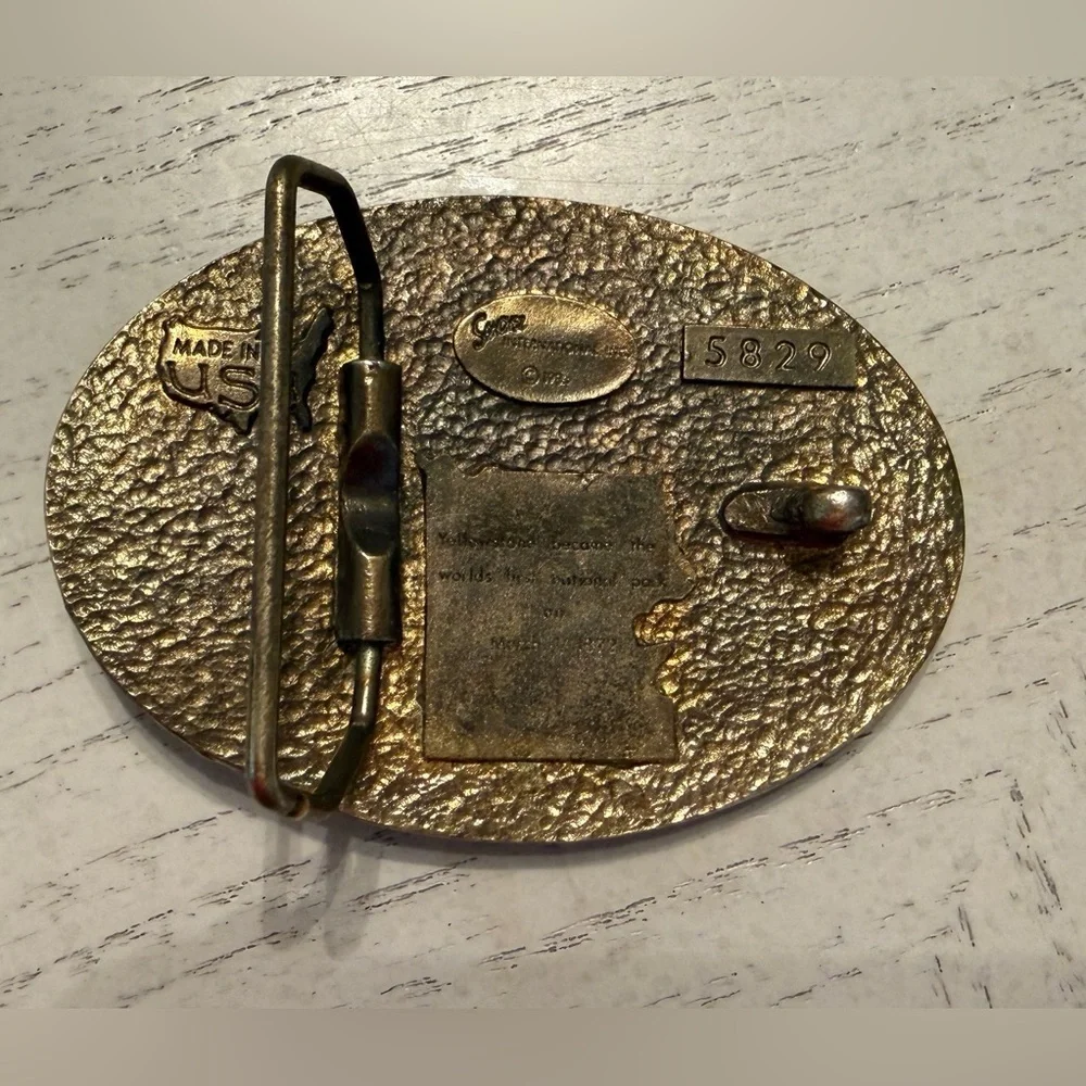 Vintage Yellowstone National Park Moose Brass Belt Buckle